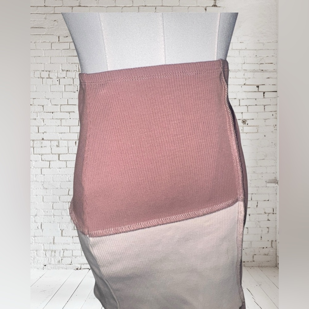 Square Rib Miniskirt in Oatmeal/Coco S NWT | Asymmetric Hem + Retro Texture - Picture 4 of 7